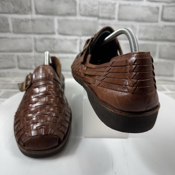 Sunsteps Men\'s Size 10 Brown Leather Hand Woven Huarache Comfort Sandals Classic main image 5